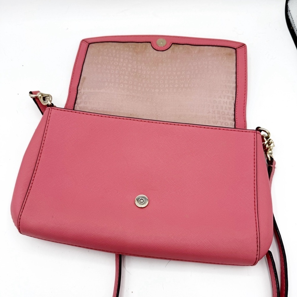 Kate Spade Leather Laurel Way Greer Coral Chain Crossbody Bag Purse - Picture 7 of 13